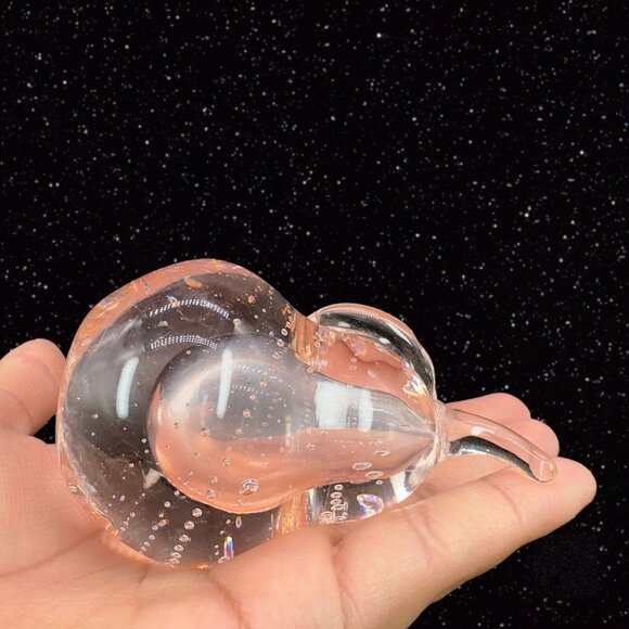 Venetian Art Glass Fruit Apple Pear Paperweight Pink Tint Small Bubbles Italian - Picture 9 of 13